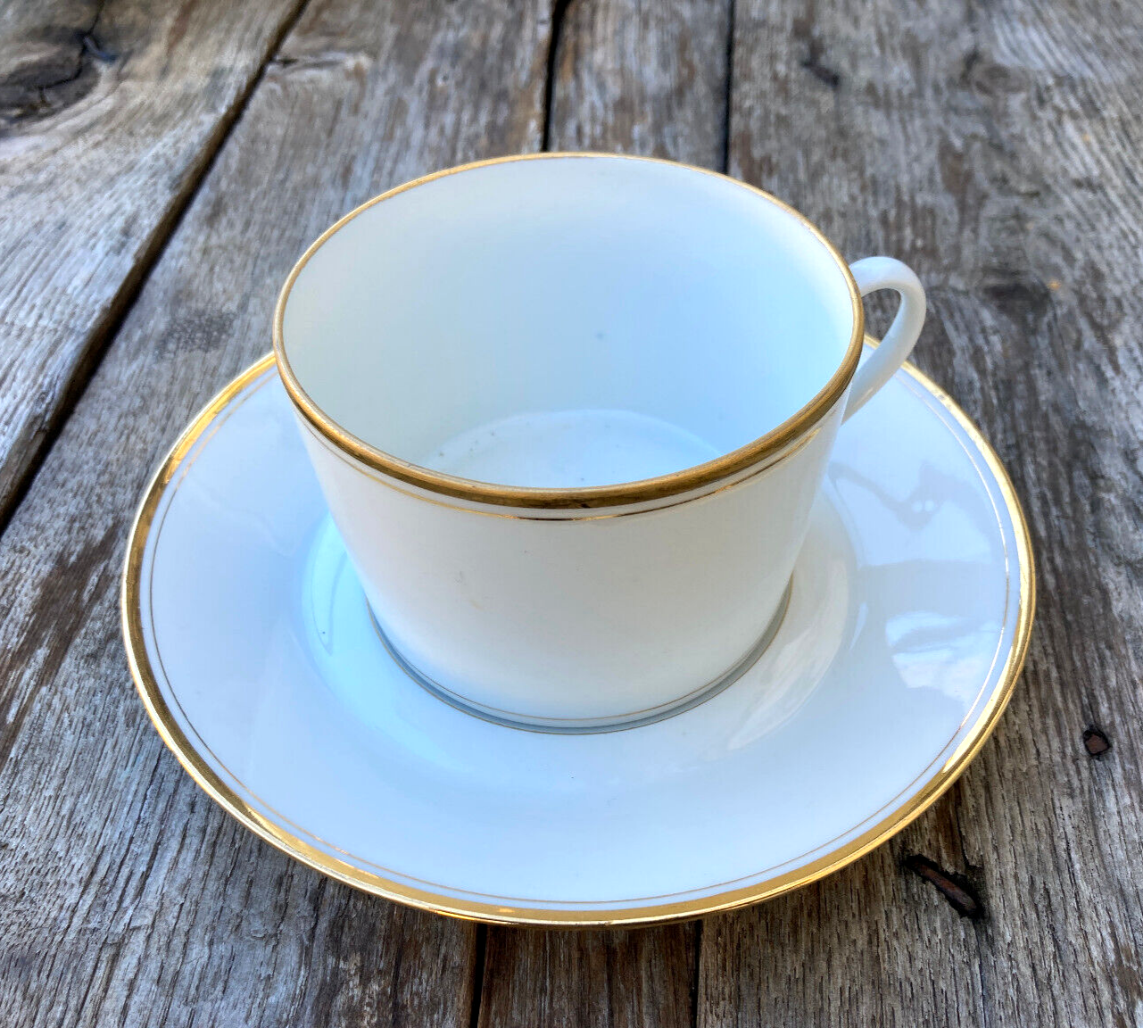 Set De 3 Tasses Et Sous-tasses DELAUNAY - Couleur Bleu Nuit Avec Liseré Doré, Occasion