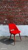 Vintage red shaggy chair / armchair with compass legs