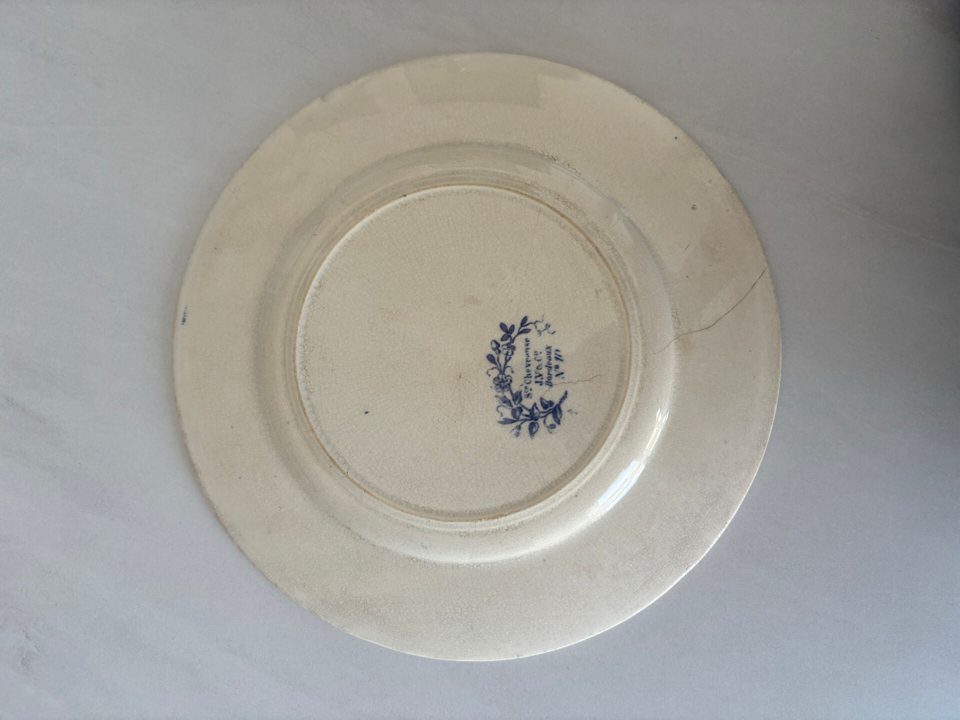 Antique blue night ironstone plate with floral pattern | Earthenware