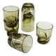 6 gobelets en verre torsadé fumé - Luminarc Arcoroc France - vintage 70