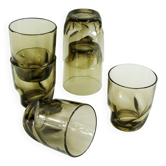 6 smoked twisted glass goblets - Luminarc Arcoroc France - vintage 70s