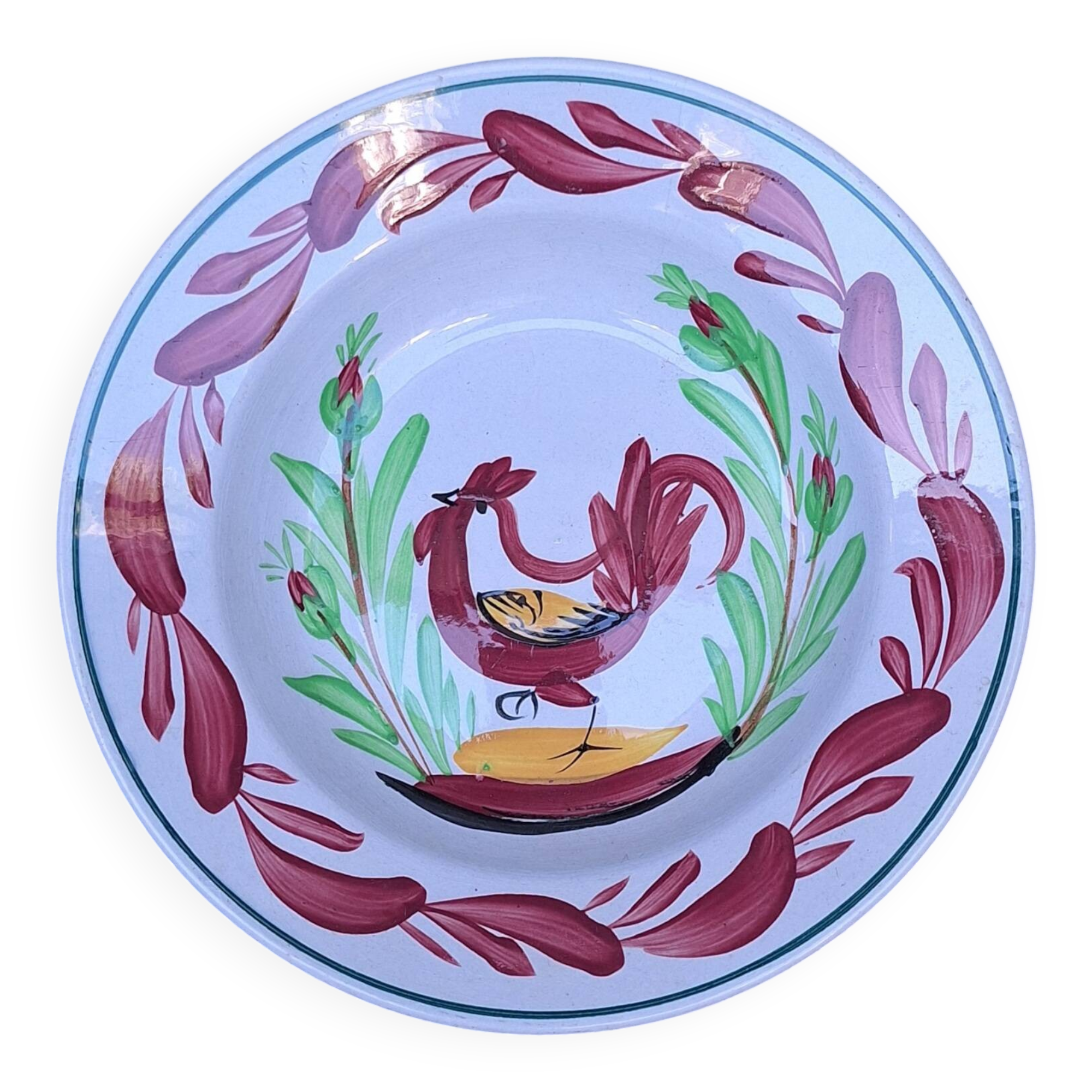 Hollow plate Terre de Fer model with rooster Choisy le Roi