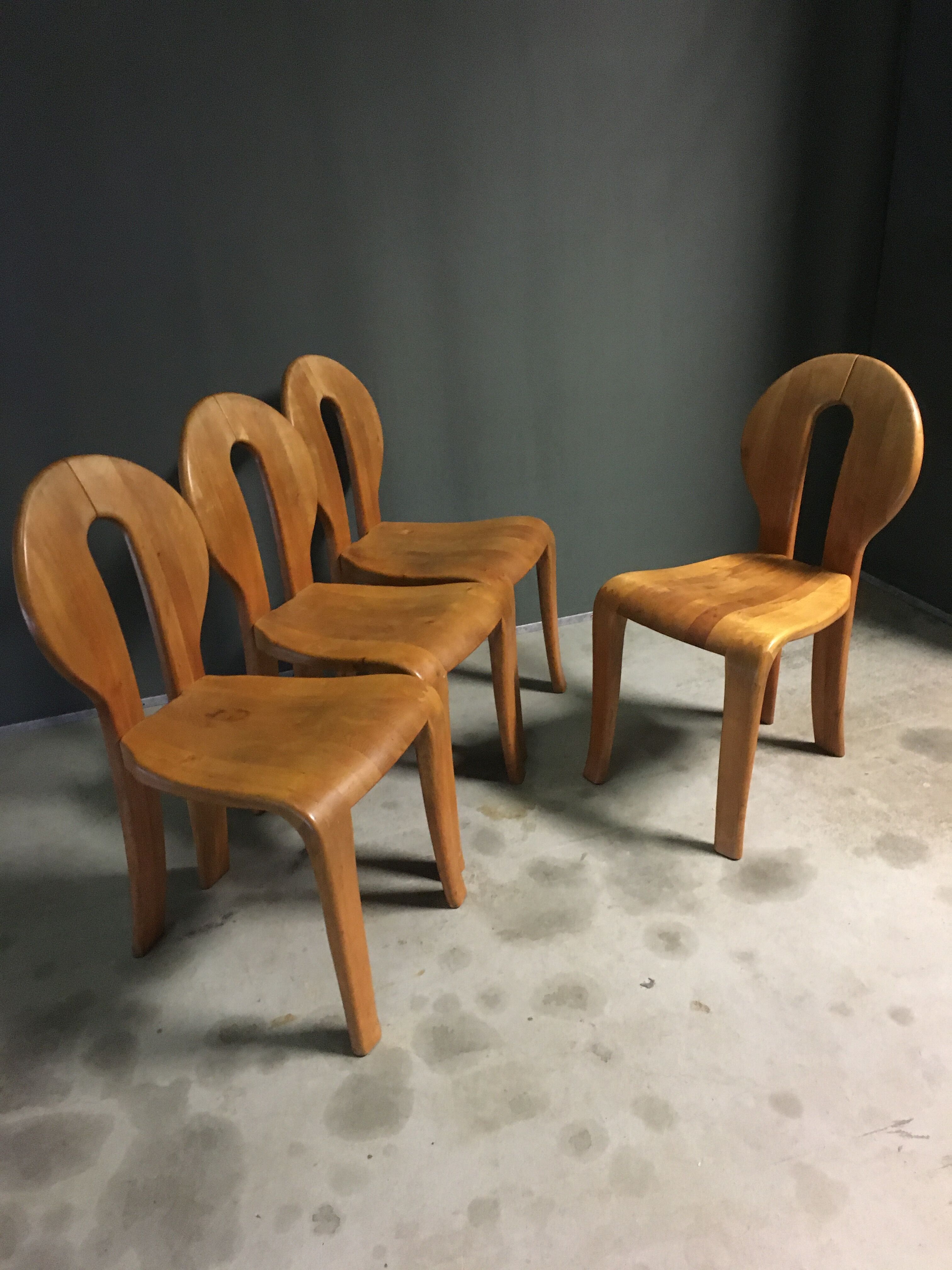 1980's wooden dining chairs.
