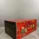 Antique Hand Painted Chest, Floral Decor on Red Background, 19th Century