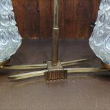 Vintage 1960s glass and brass chandelier from the 50s - 2 branches