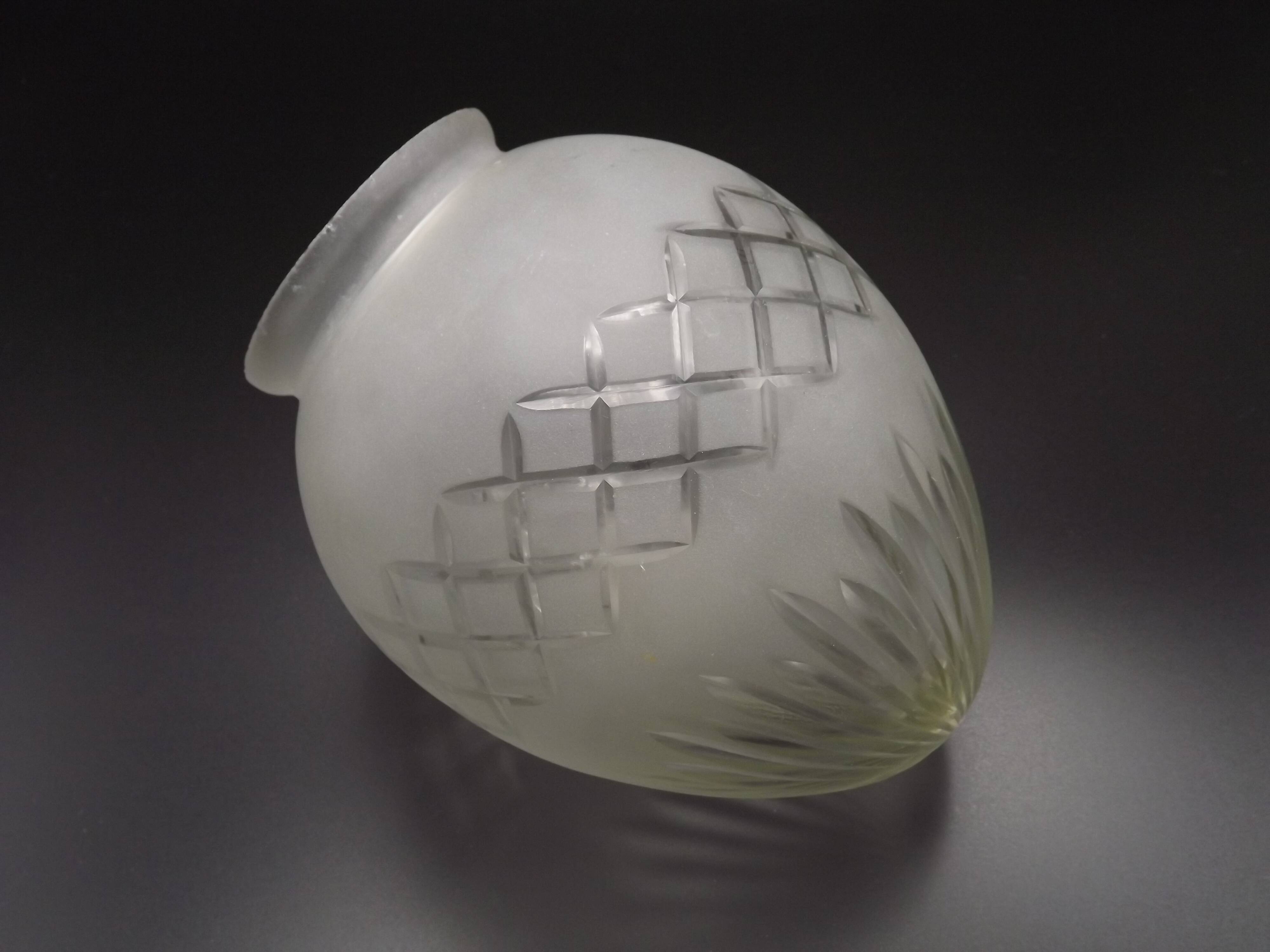 French Art Deco Opaque Cut Glass Shade • Vintage Lamp Shade Replacement