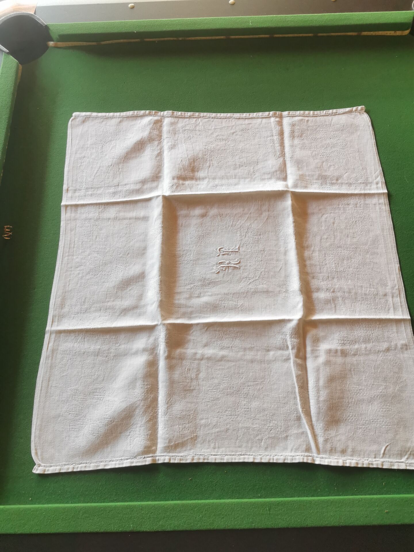 10 old damask linen napkins with monogram