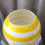 Opaline ball vase stripes bayaderes white and yellow
