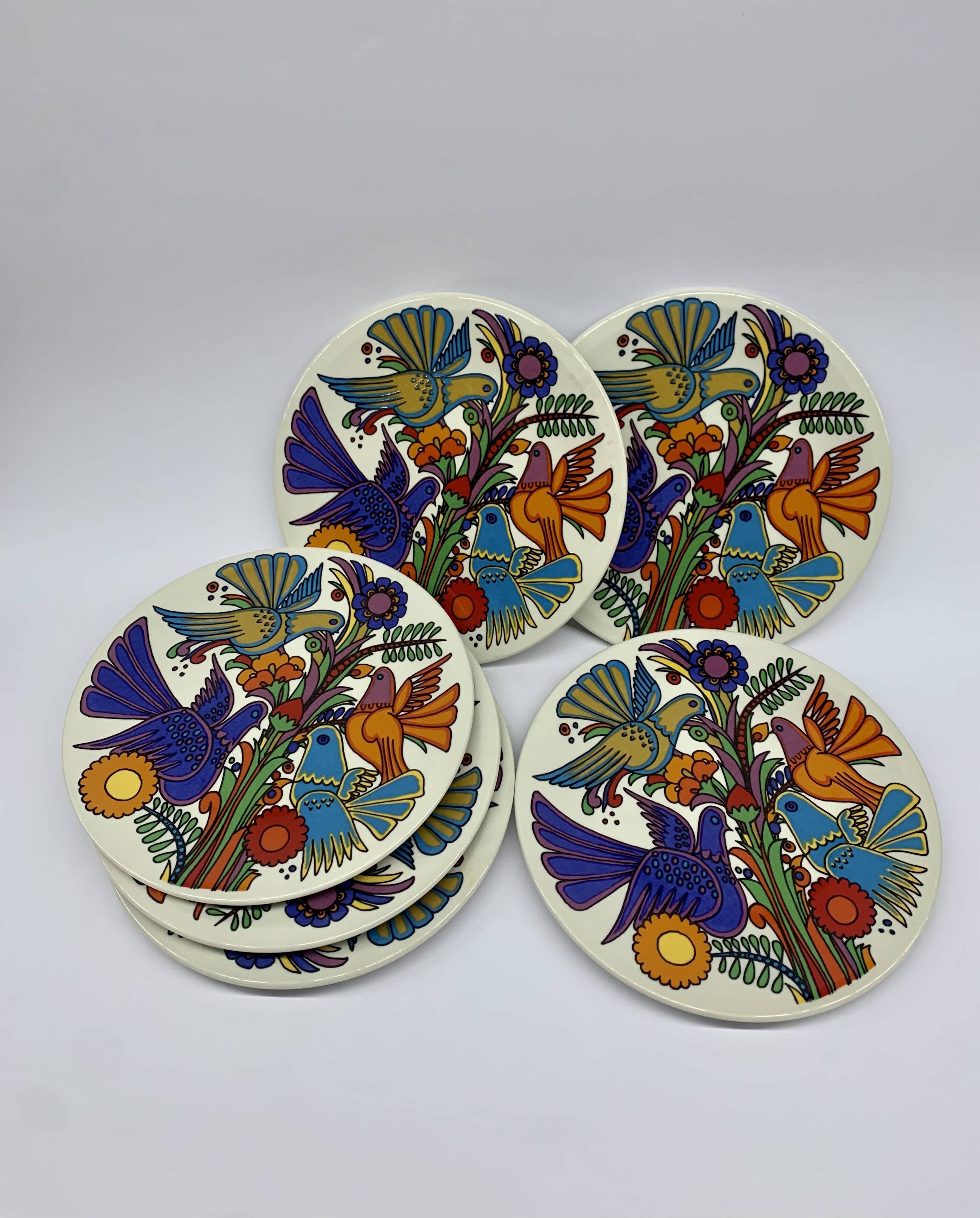 Set of 6 Villeroy & Boch Acapulco plates, 1970s
