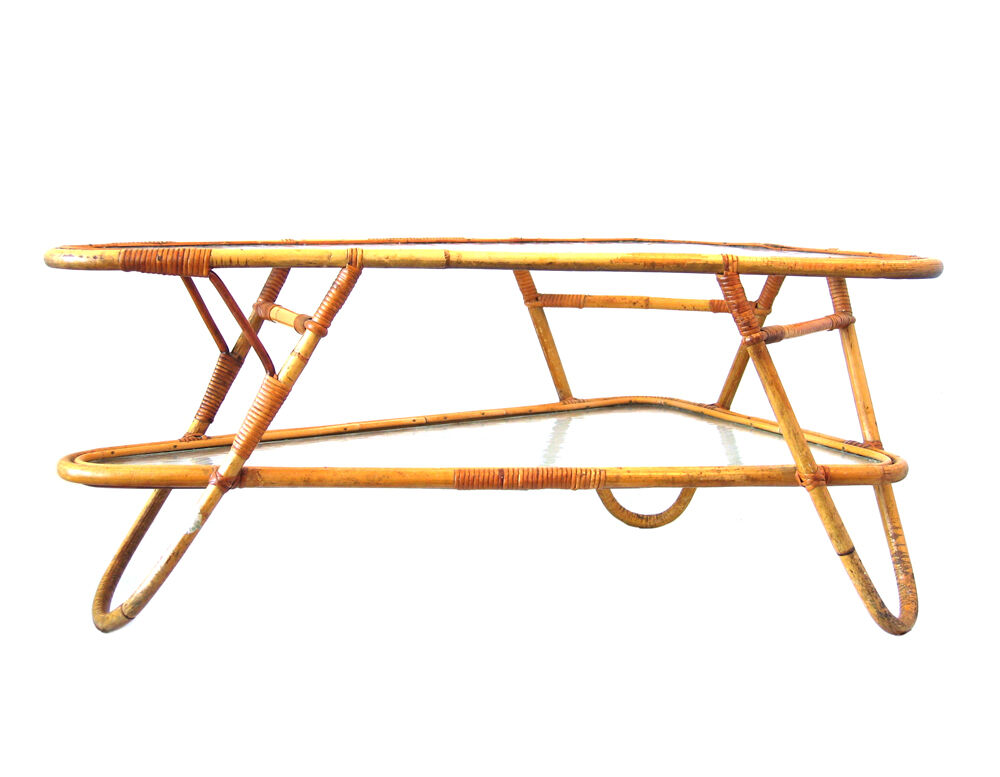 Grande table basse en rotin par Dirk van Sliedrecht pour Rohe Noordwolde.