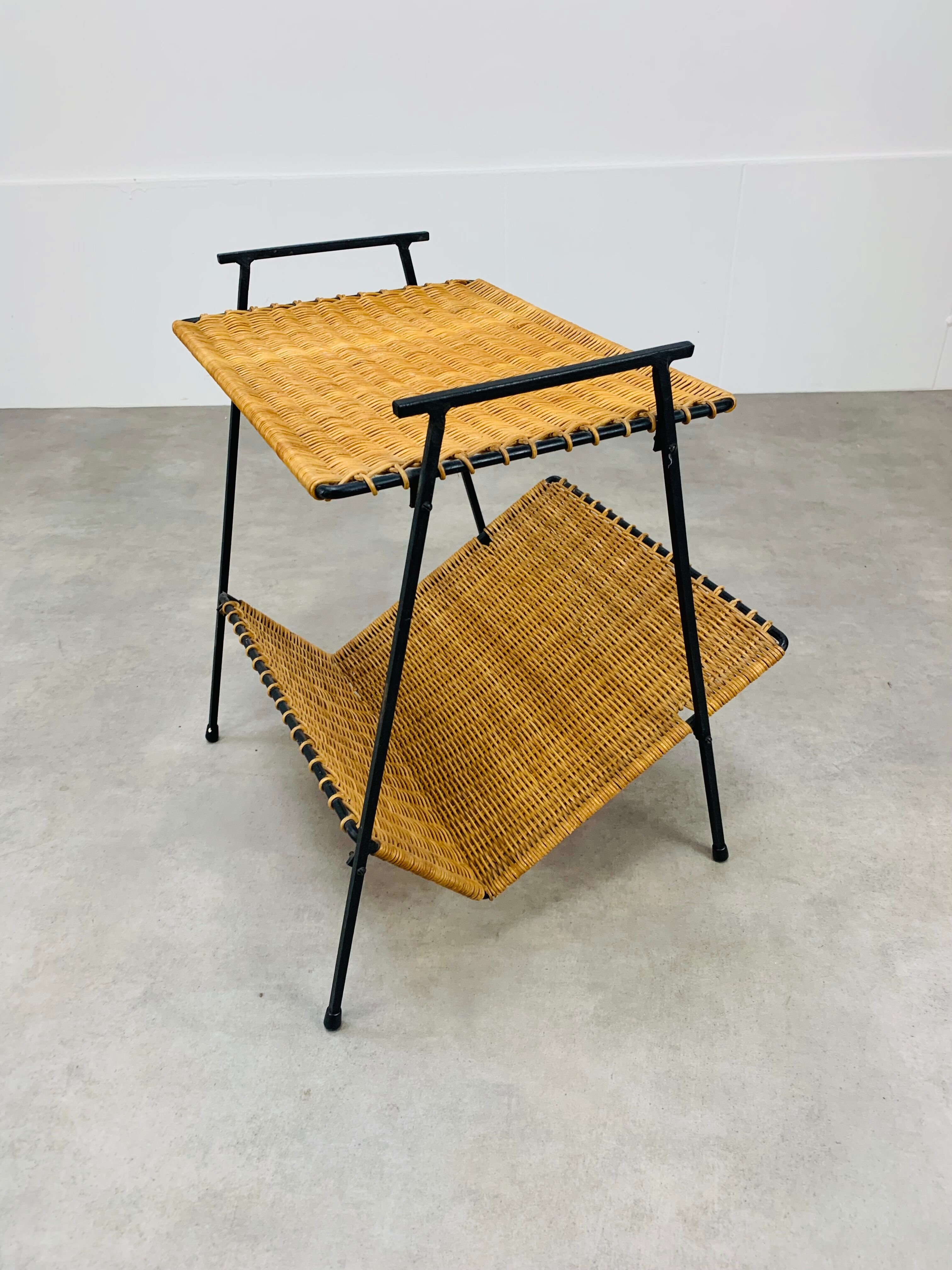 Side table rattan metal 50s, door review