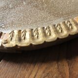 Old oval mirror gilded wood mercurized