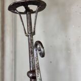 Pair of wrought iron candlesticks, 18th century