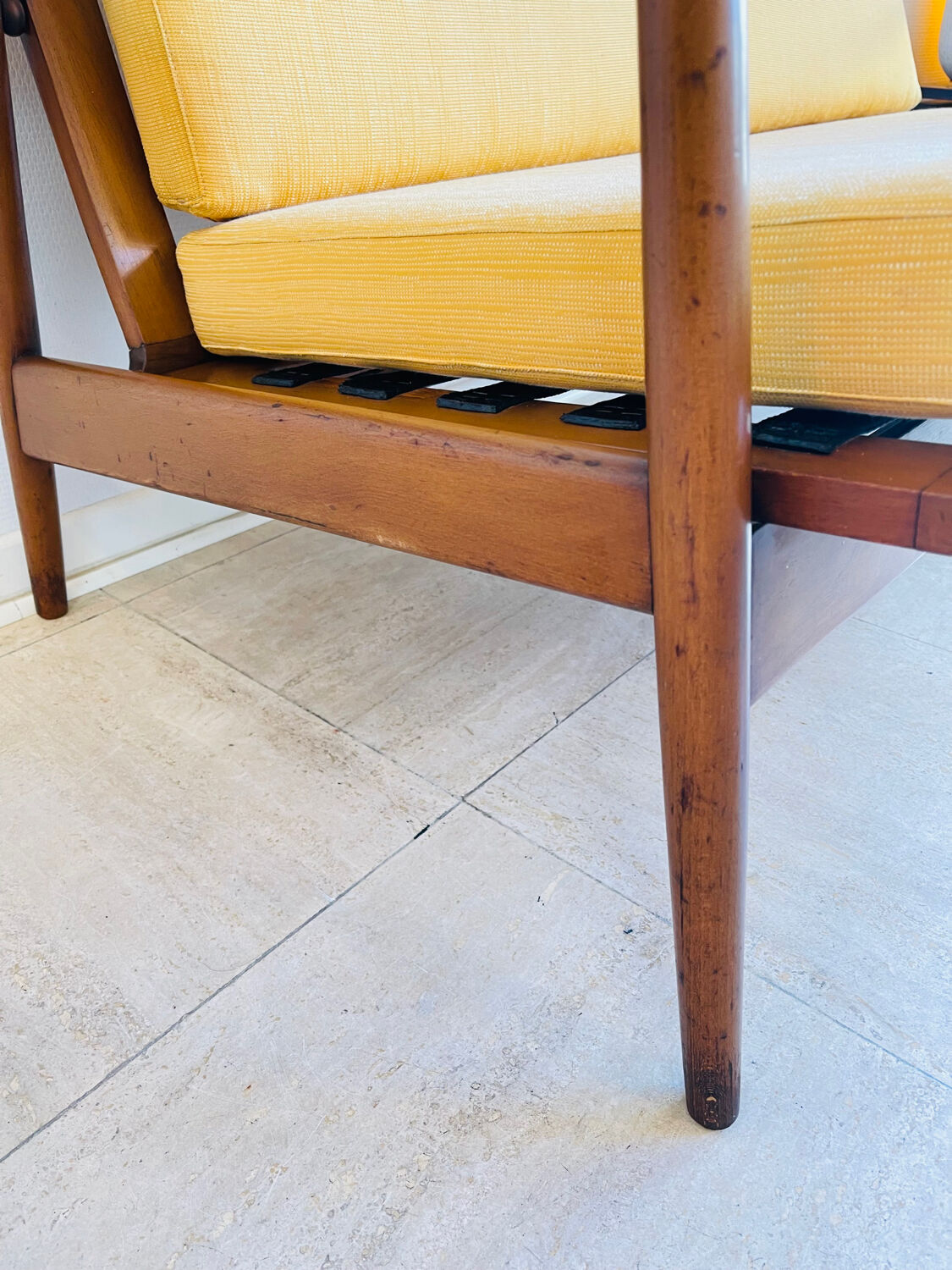 Scandinavian teak banquette for two, circa 1960.