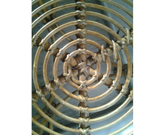 Vintage rattan tripod table