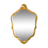 Old large shell mirror gilded with gold leaf