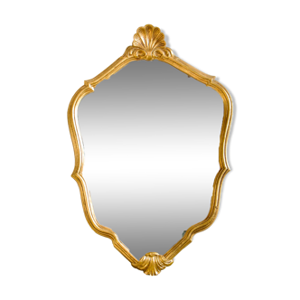 Old large shell mirror gilded with gold leaf