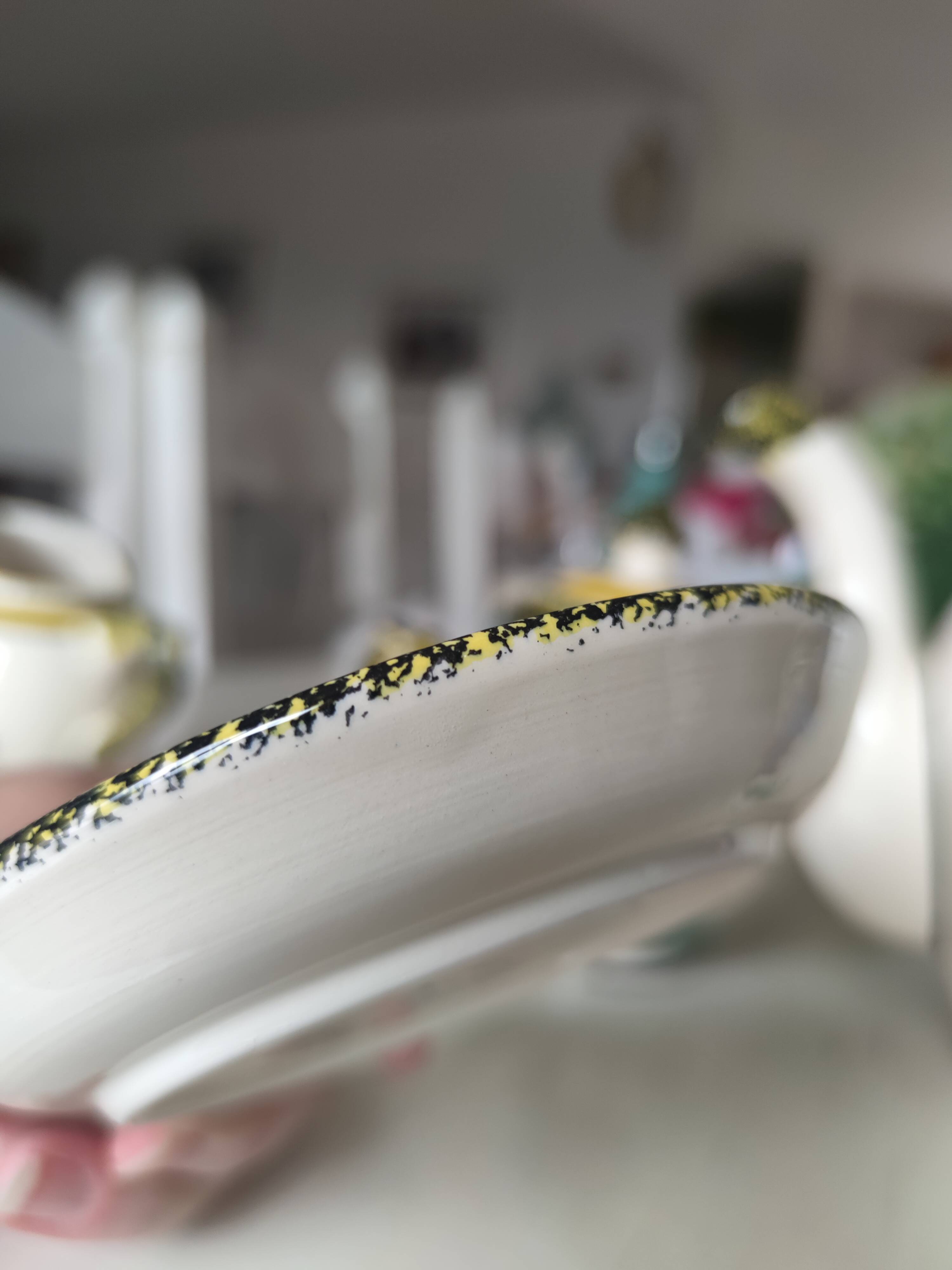 Henriot Quimper coffee service 8 cups/saucers, coffee pot, sugar bowl, jug.