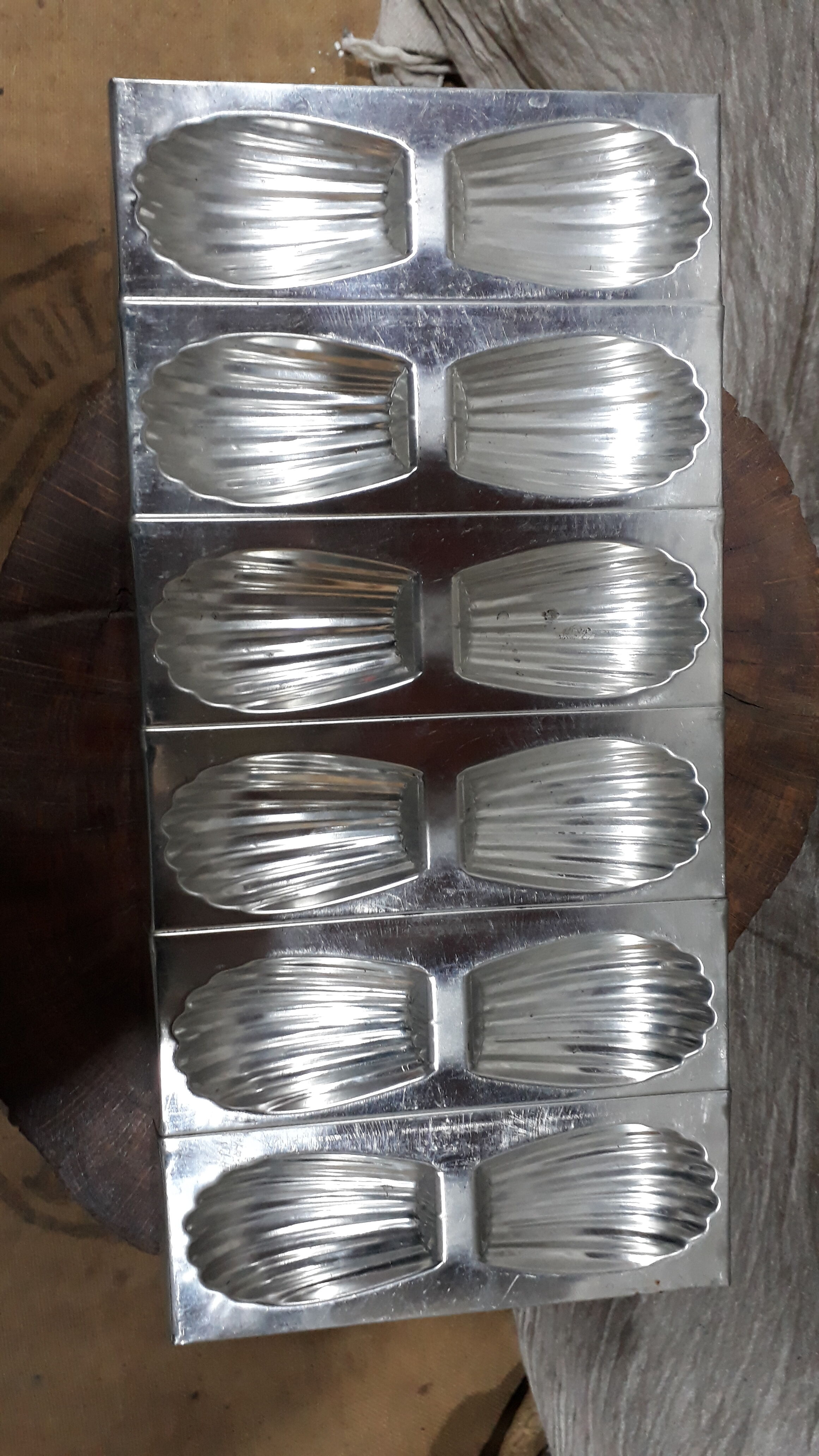 Old plate molded to madeleines