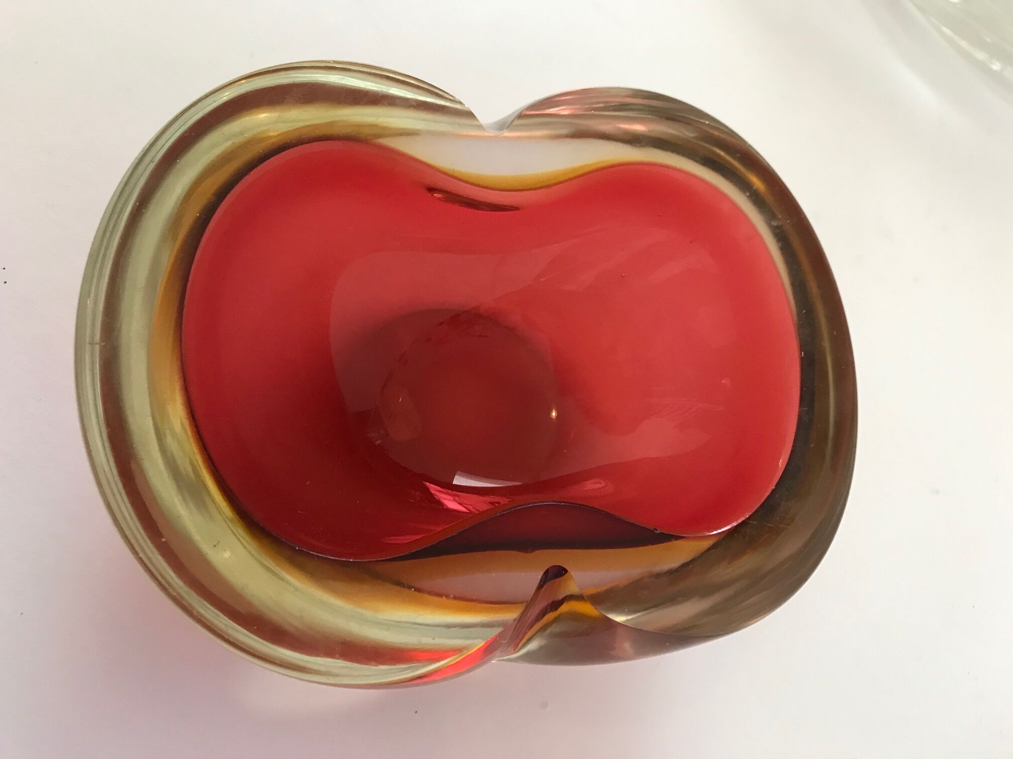 Ashtray sommerso red doubled yellow