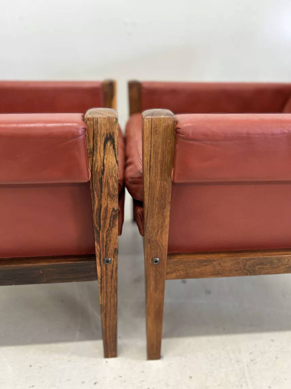 Vintage Danish Lounge Chairs In Rosewood And Leather. 1960s. 5