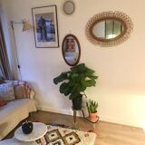 Mirror Scandinavian teak oval 36x57cm