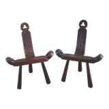 Pair of brutalist chairs tripod feet