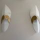 Pair of glass and metal wall lights AGE, 1980s, Italy