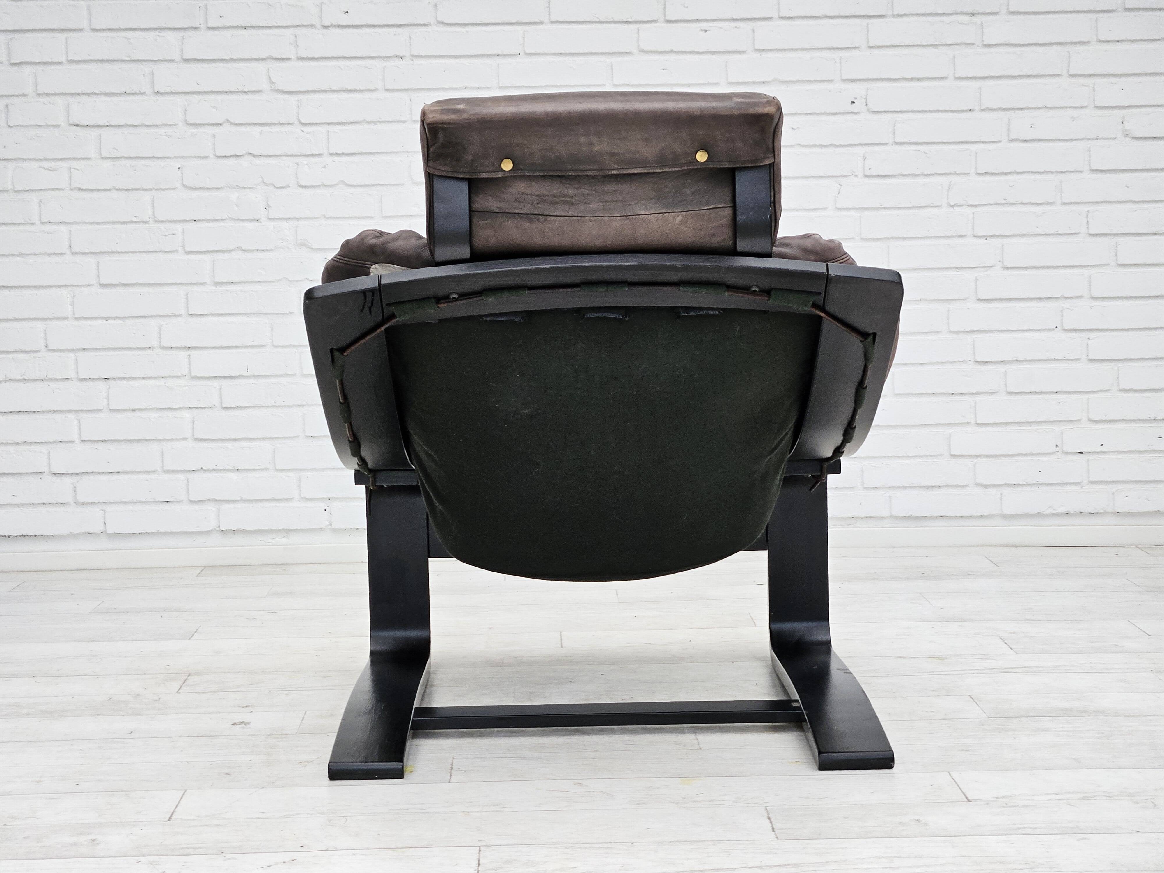 Chaise longue kroken, années 1970, design suédois par ake fribyter pour nelo, état d'origine.