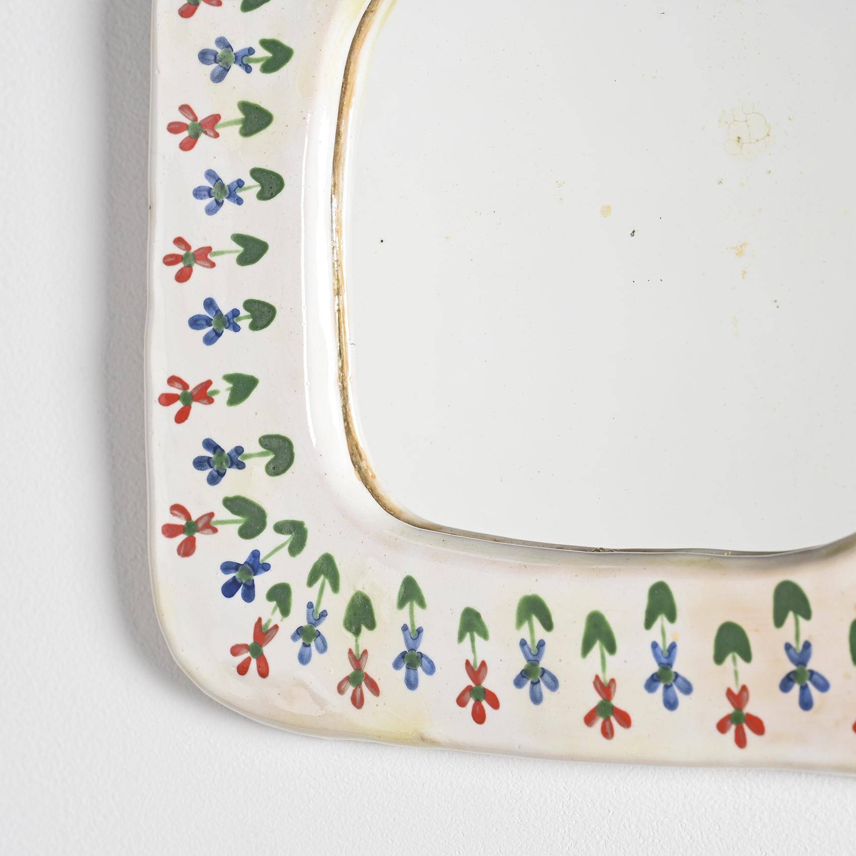 Ceramic mirror, Les Quatre Potiers, France circa 1965