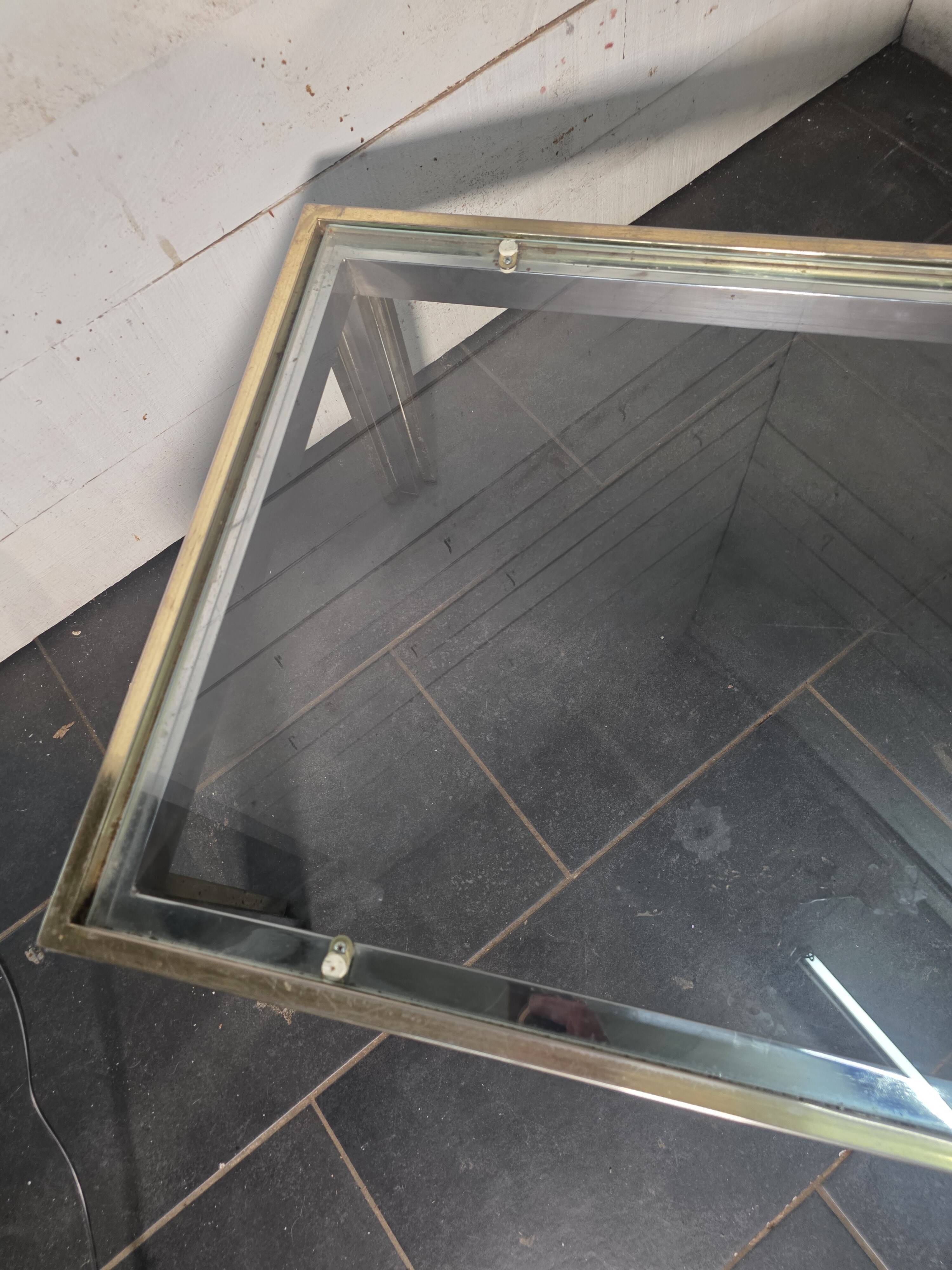 Chrome and gold metal coffee table by Romeo Rega from the 1970s.