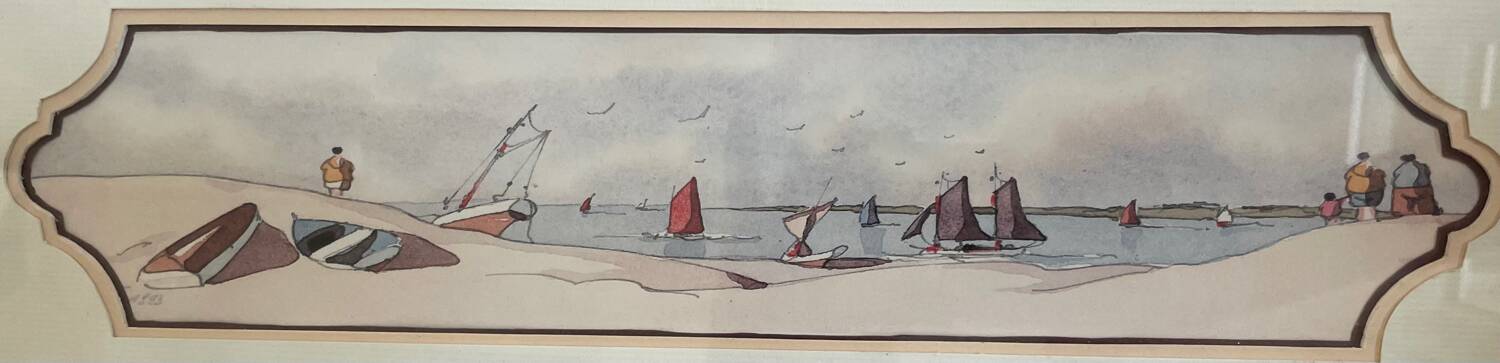 Watercolor painting, framed, signed and dated.