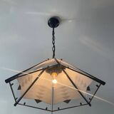 Post Modern pendant light in metal and glass