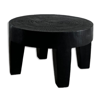 Coffee table en bois massif monoxyle noir