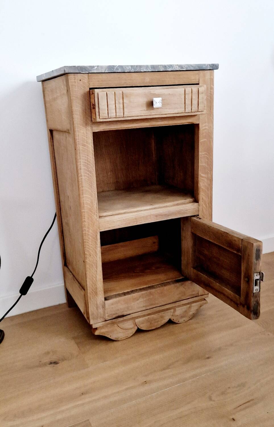 Art deco style oak bedside table from the 1920s