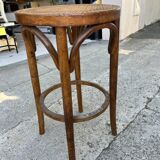 Canned bar stool and curved wood