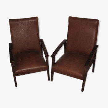 Pair of skai armchairs, 1960s