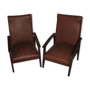 Paire de fauteuils en skaï de