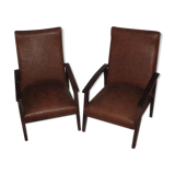 Paire de fauteuils en skaï de 1960