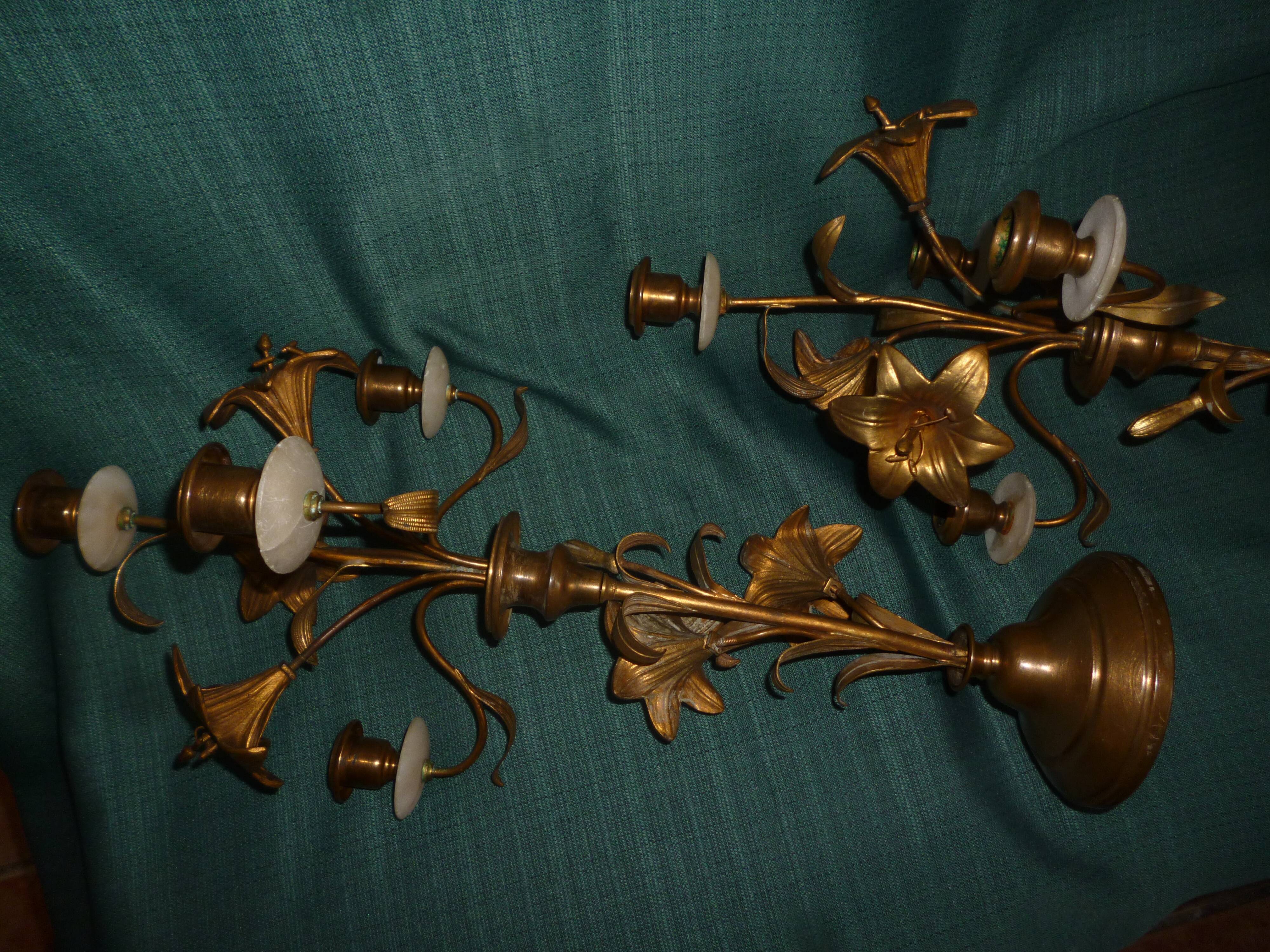 Paire de candélabres bronze laiton XIX