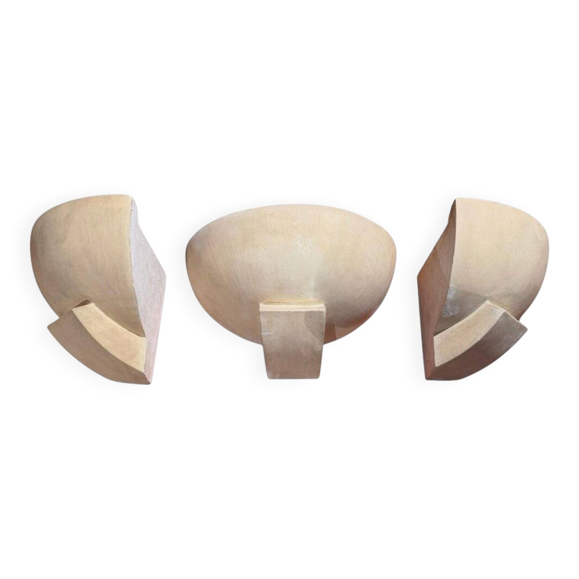 Art Deco wall lights in patinated plaster, France, 1925, set of 3
