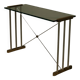 Table console en laiton, plateau en verre par Peter Ghyczy, années 1970