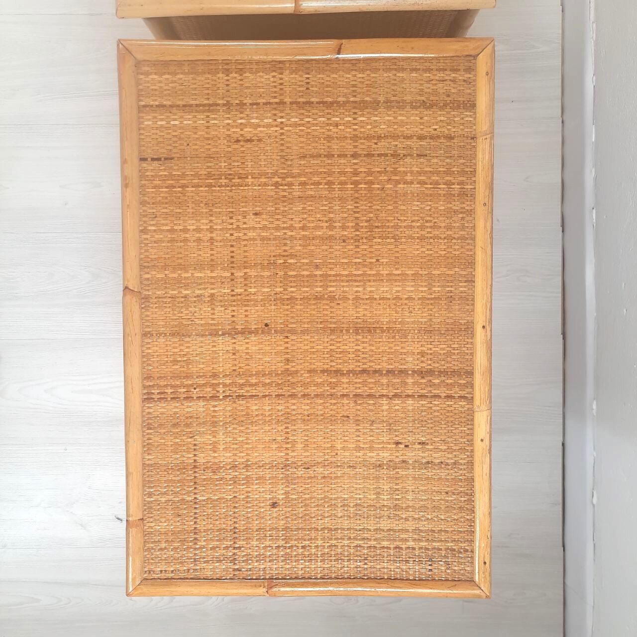 Pair of bedside tables of the 60s, Dal Vera, bamboo and wicker