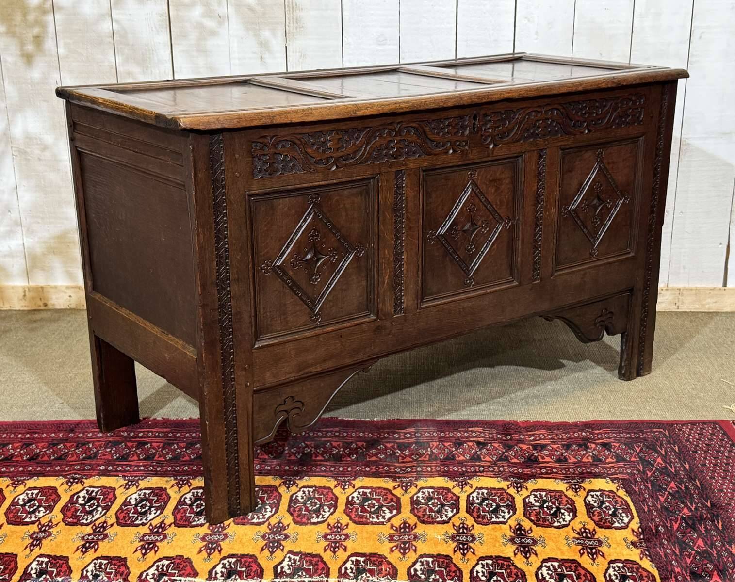 19th-century English oak chest