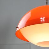 Italian space age orange plexiglass pendant lamp, 1970s