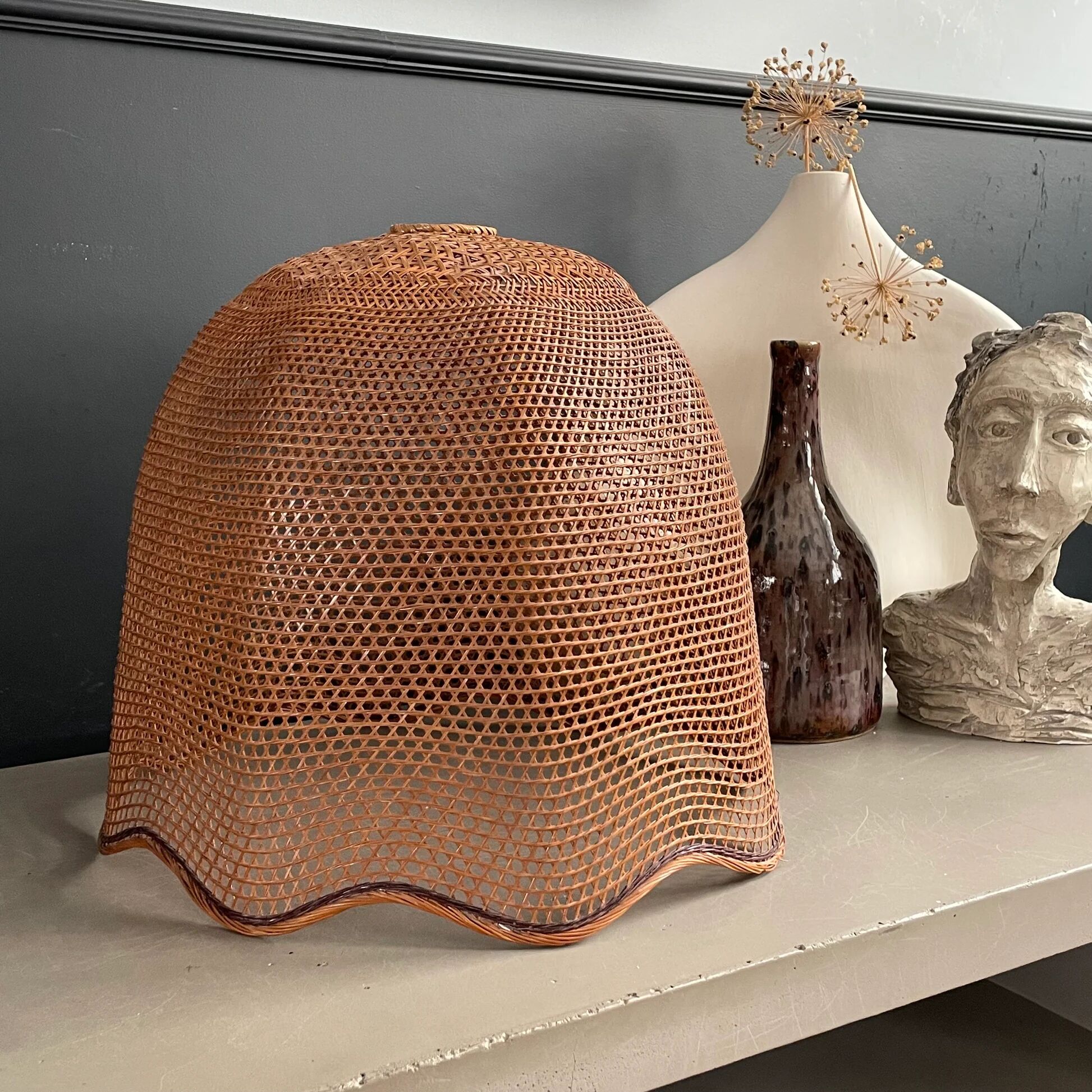 Woven rattan pendant lampshade
