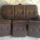 3-seater space-age convertible sofa - corded brown velvet - Design 1970