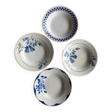 Set of 4 mismatched soup plates