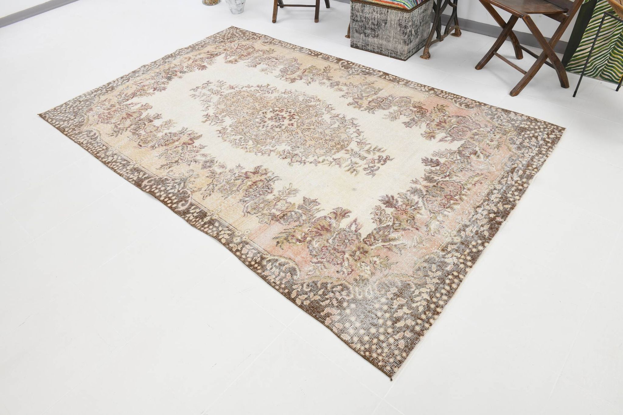 5x9 Rug For Living Room Brown Vintage Rug, 170x272Cm SK 5105