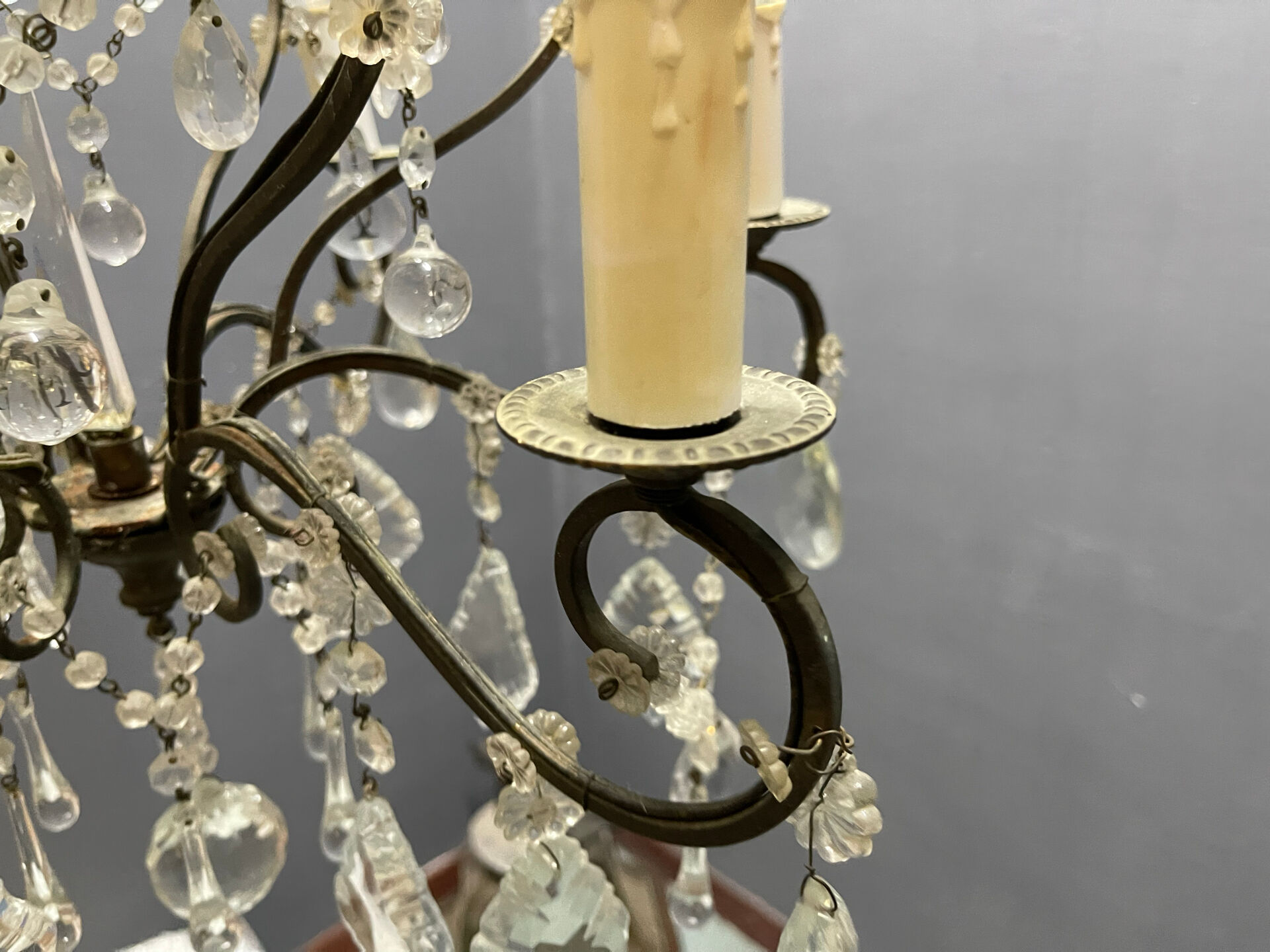 Wrought Iron Murano Glass Chandelier 1950’s 